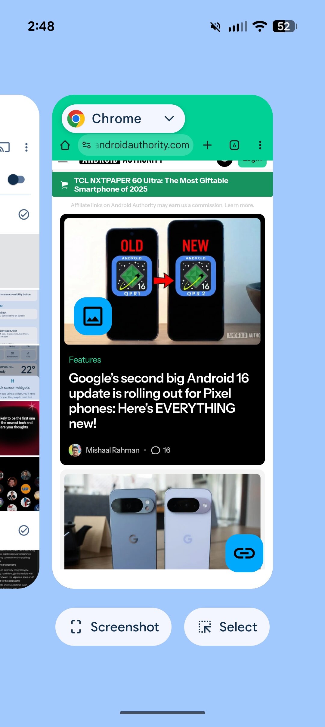 Efeito de desfoque de fundo desativado em um Pixel com Android 16 QPR2.