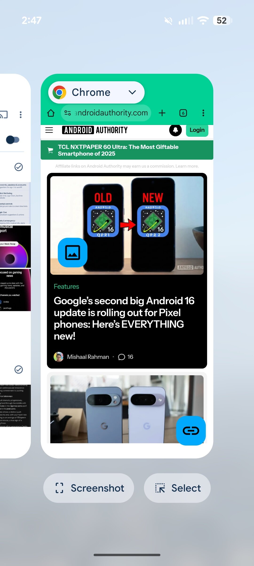 Efeito de desfoque de fundo ativado em um Pixel com Android 16 QPR2.