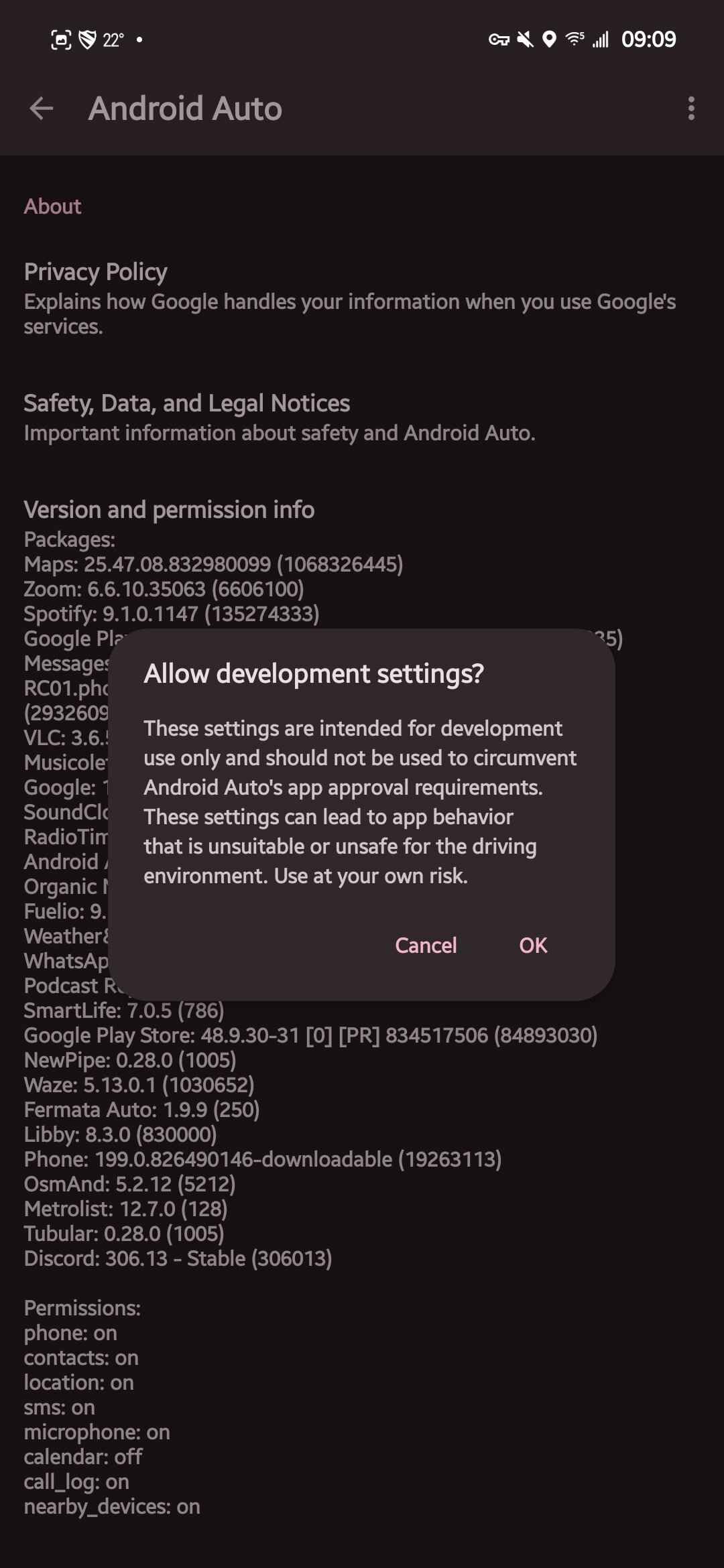 Etapa 5 das configurações do desenvolvedor do Android Auto