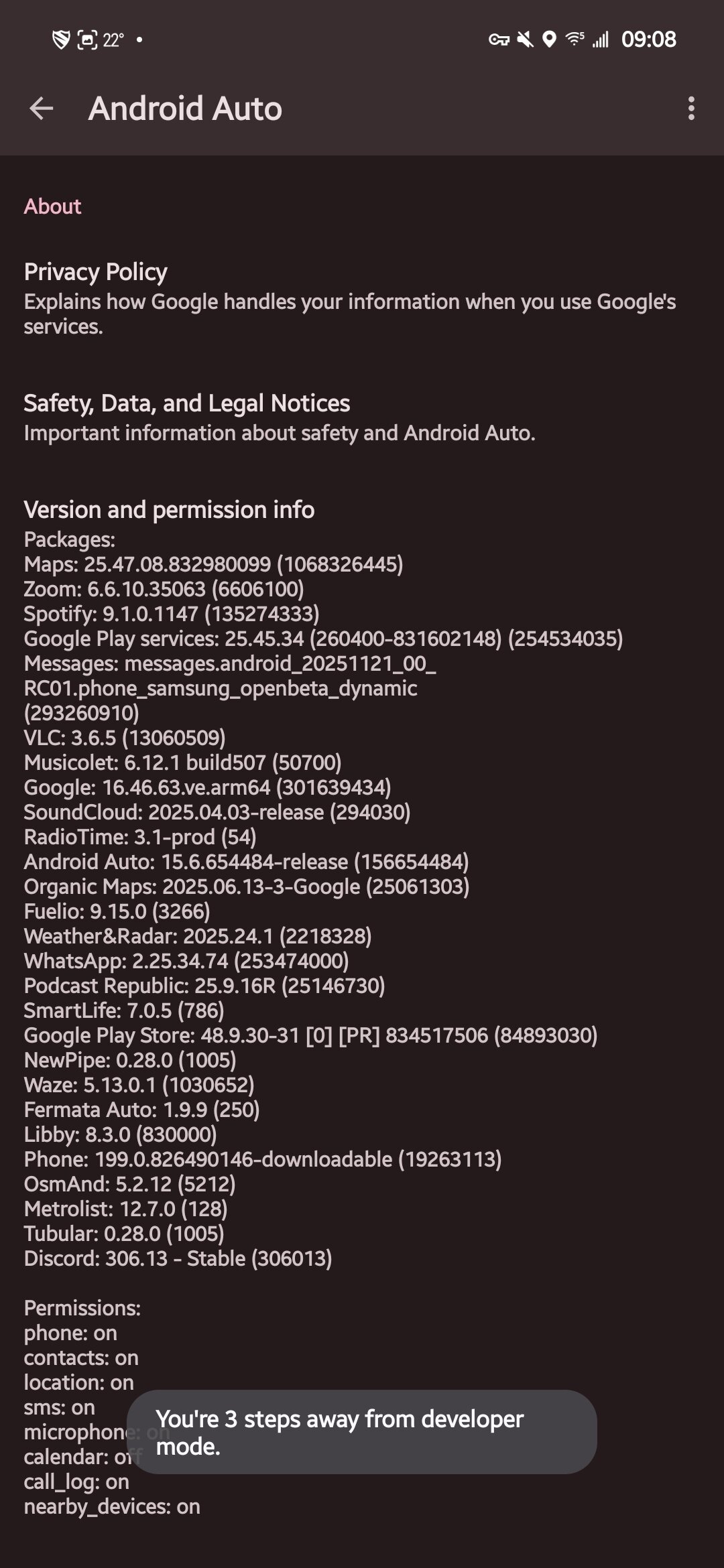 Etapa 4 das configurações do desenvolvedor do Android Auto