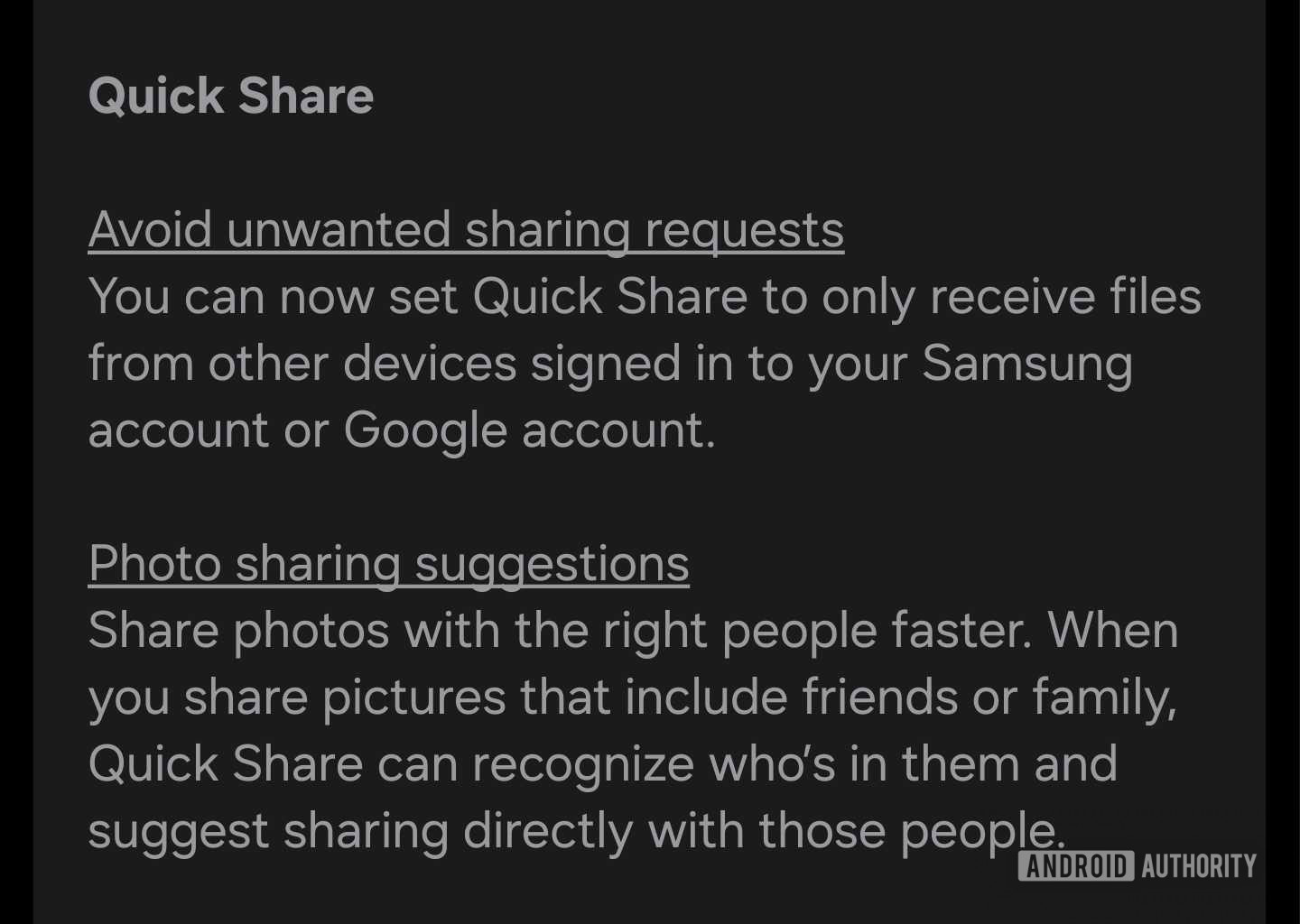 Ajustes de compartilhamento rápido do Samsung One UI 8.5