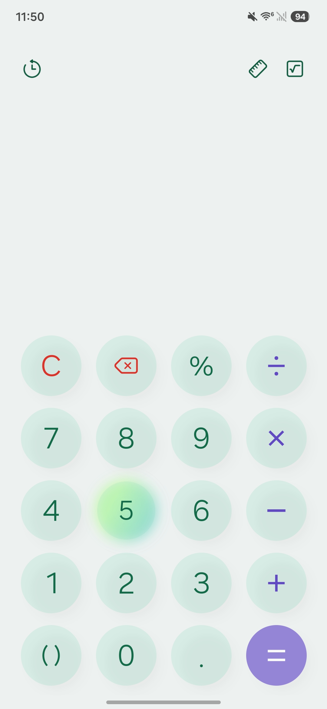 Captura de tela do aplicativo Calculadora no One UI 8.5.