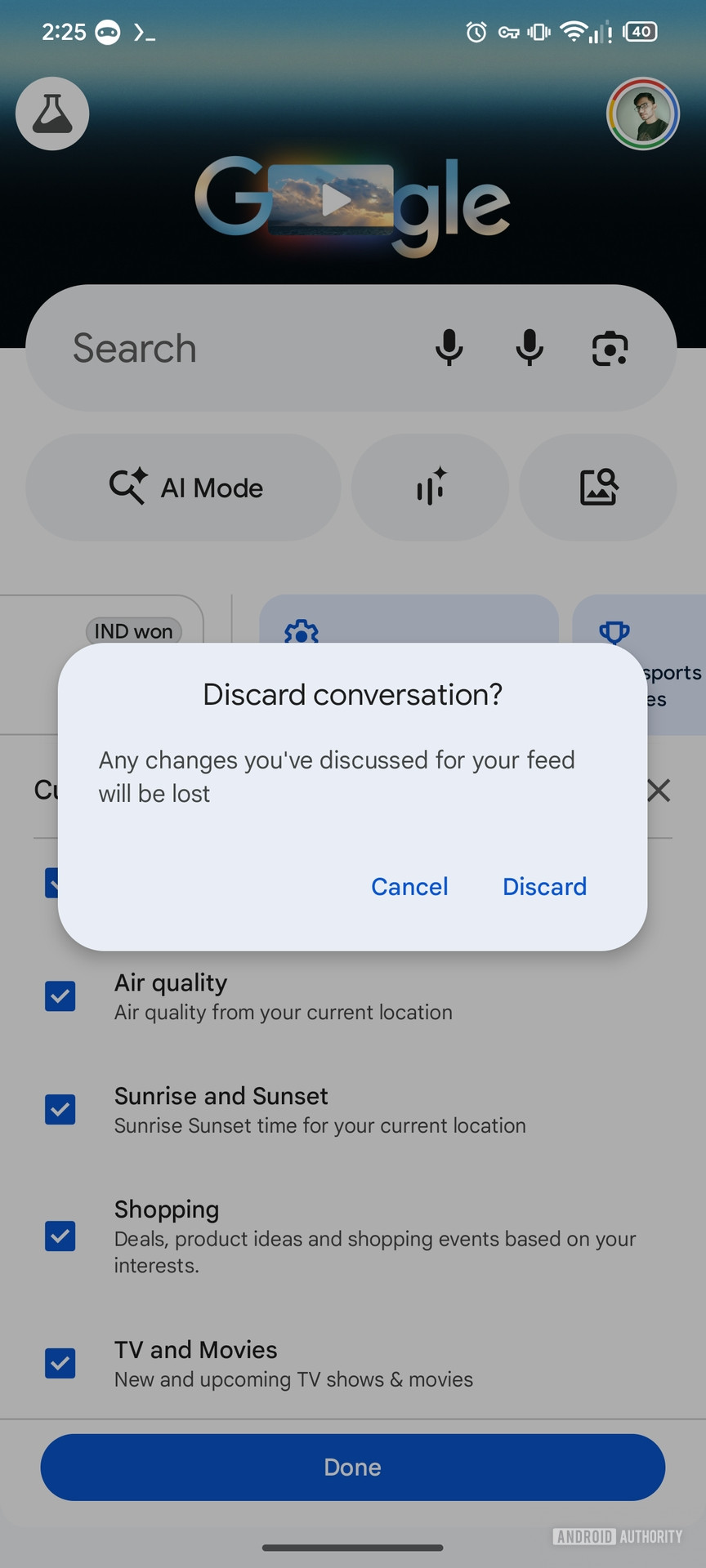 Google Discover Alterar configurações para cartões Discover Feeds personalizados (2)