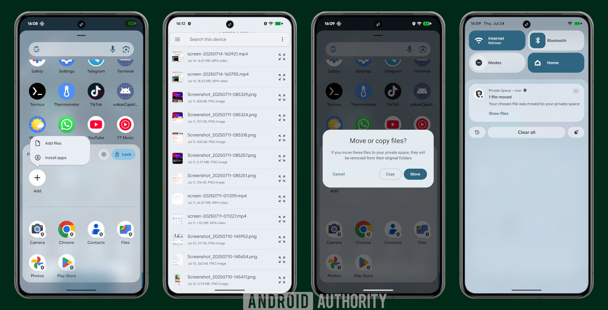Movendo arquivos para o espaço privado no Android