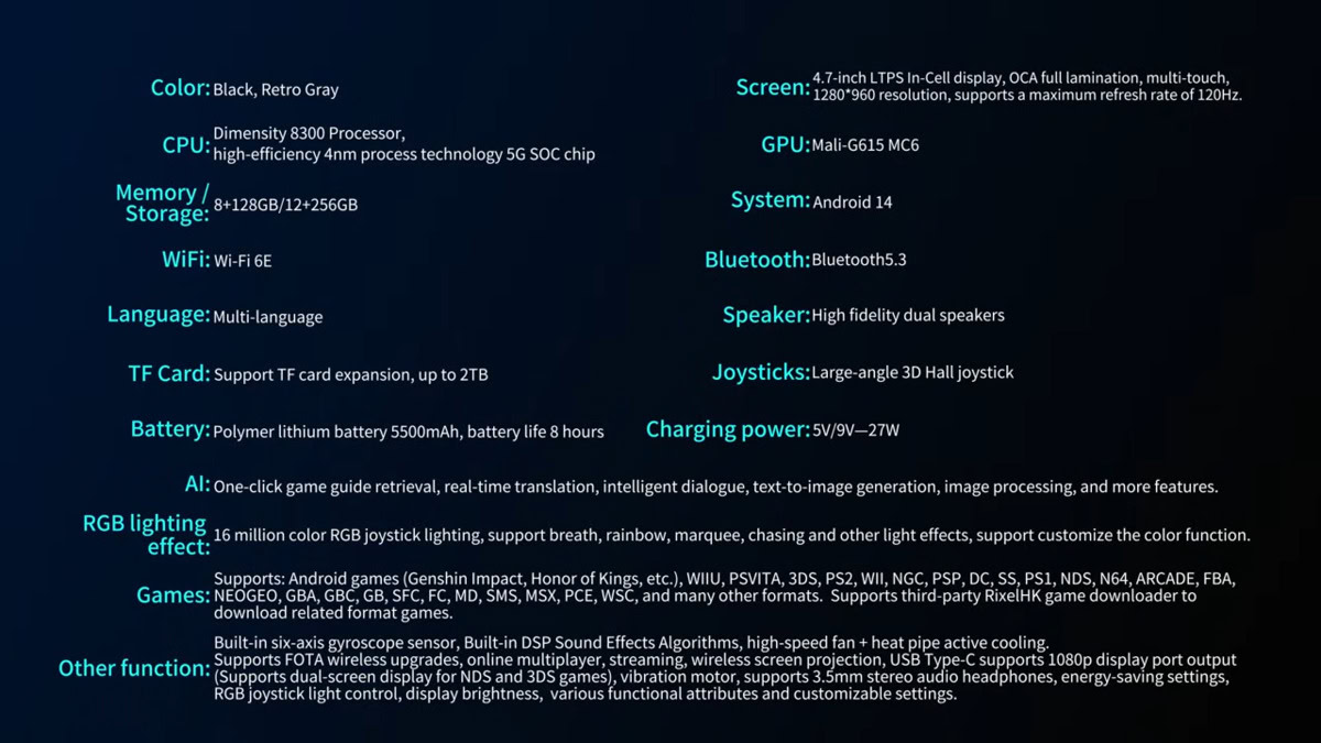 Ficha técnica de ANBERNIC RG 477V Ficha técnica de ANBERNIC RG 477V