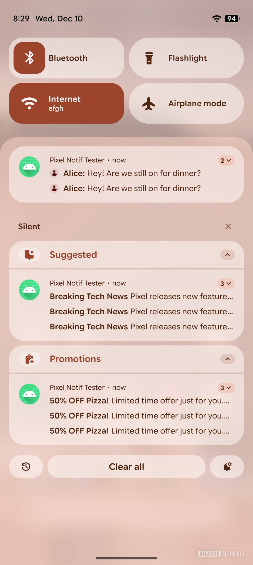 Recurso Google Pixel Notification Organizer em ação (1)