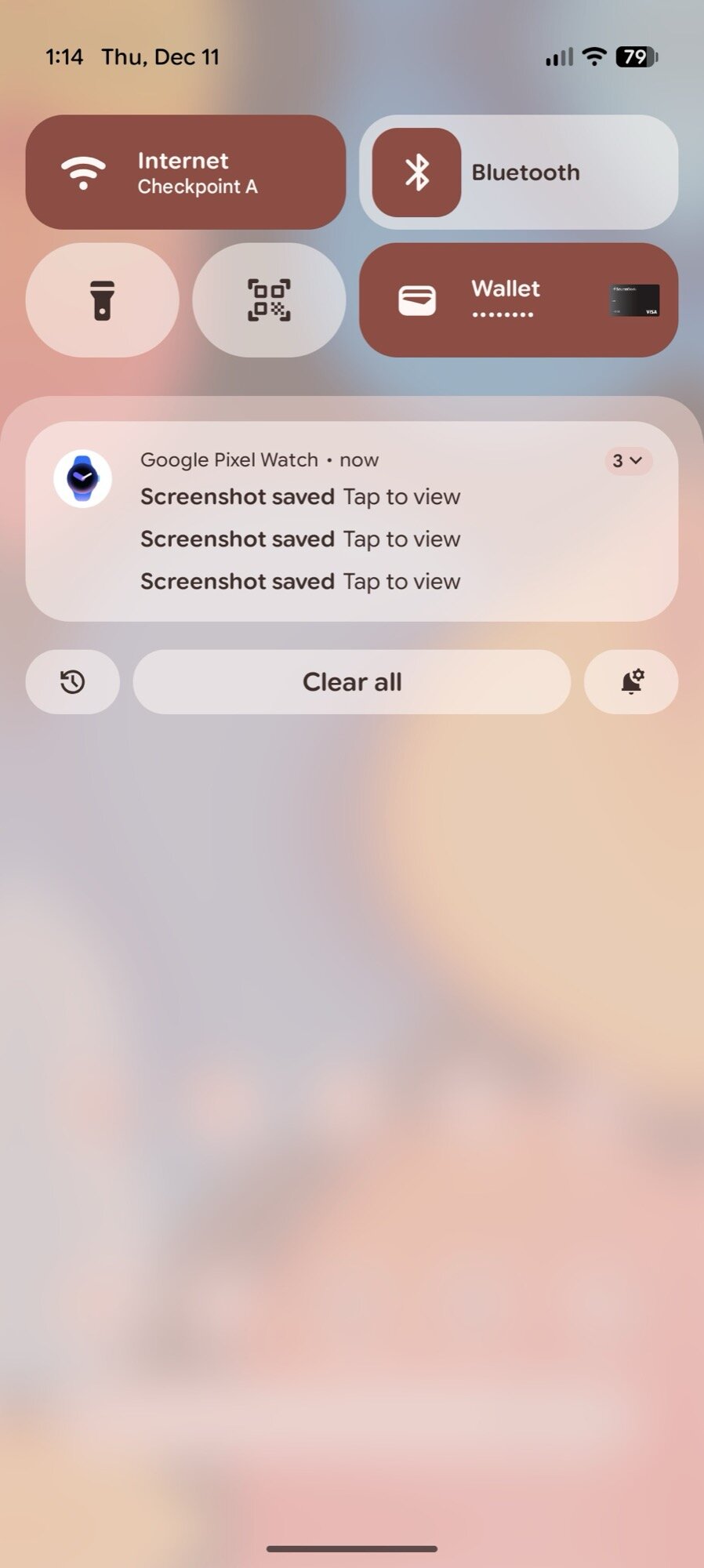notificação de captura de tela múltipla do aplicativo Google Pixel Watch