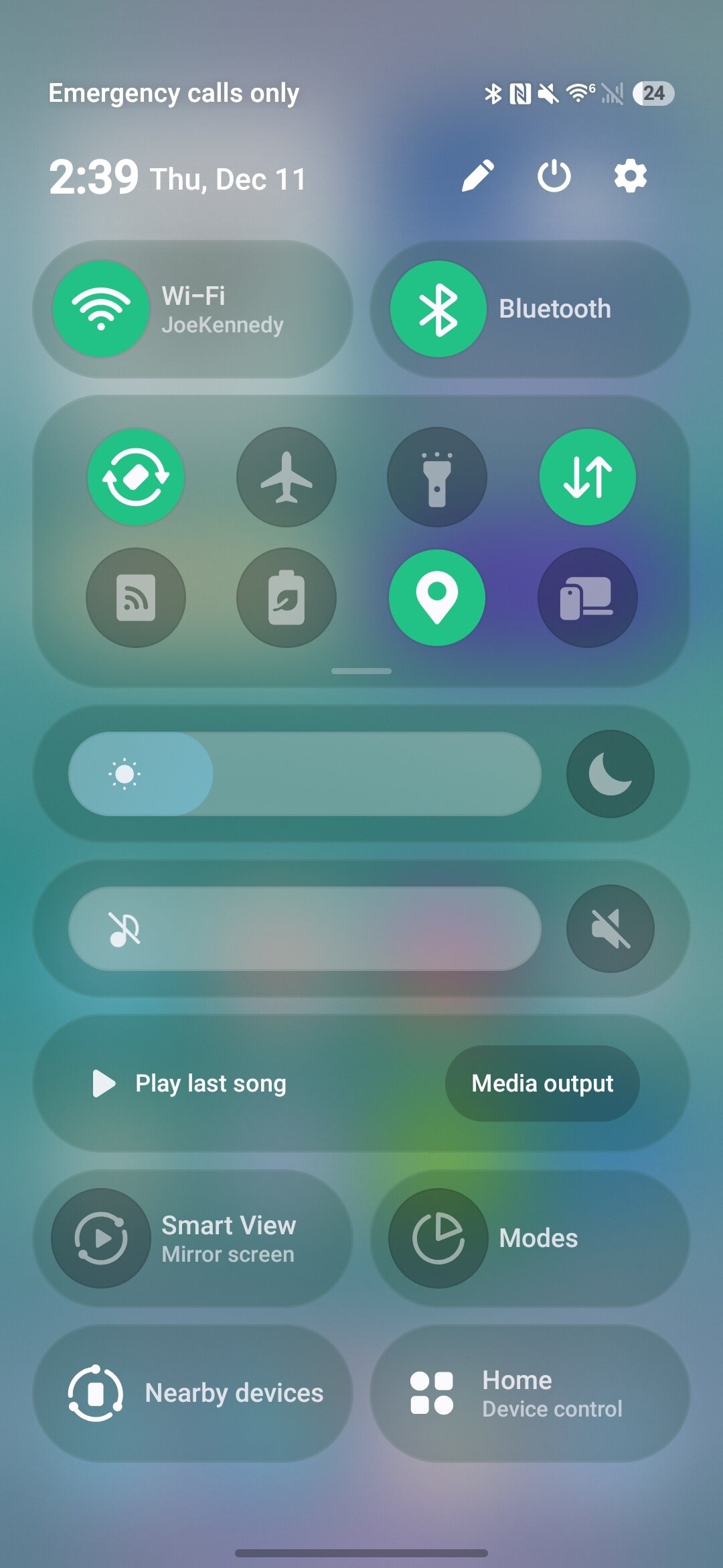 Uma captura de tela das configurações rápidas em One UI 8.5.