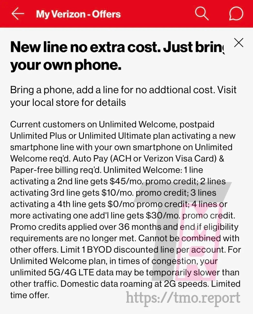 Promoção de linha gratuita da Verizon Promoção de linha gratuita da Verizon