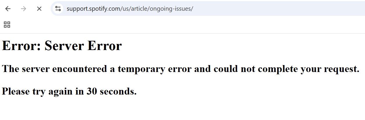 mensagem de erro do spotify