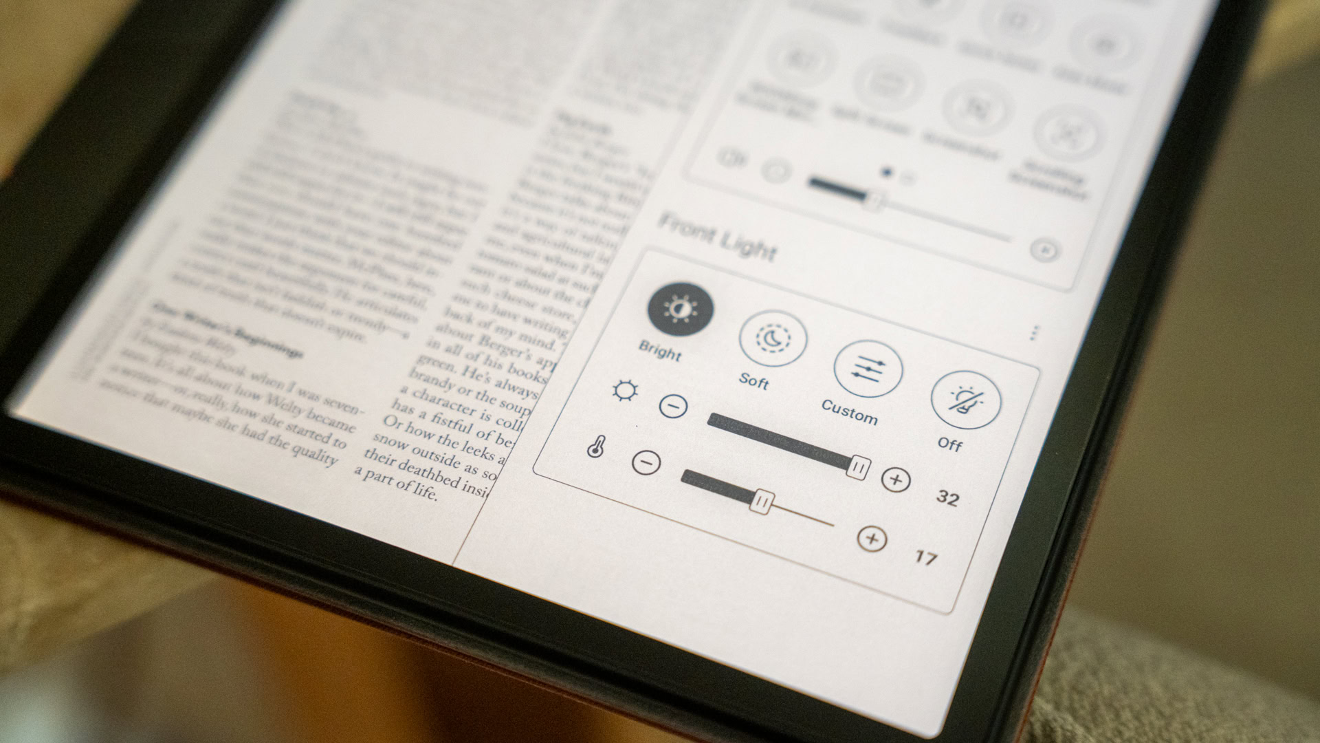 Ajuste da luz frontal do Boox Note Air 5C