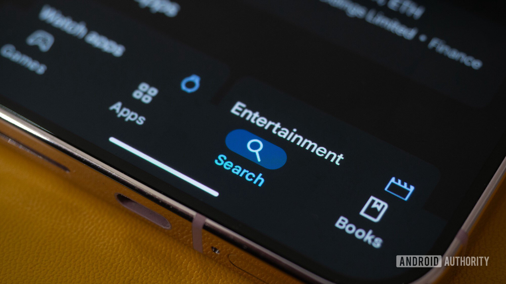 guia de pesquisa da barra inferior da Google Play Store