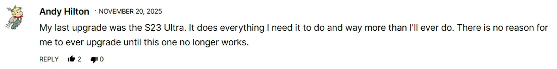 Comentários do leitor sobre a atualização do Galaxy S23 Ultra (2) Comentários do leitor sobre a atualização do Galaxy S23 Ultra (2)