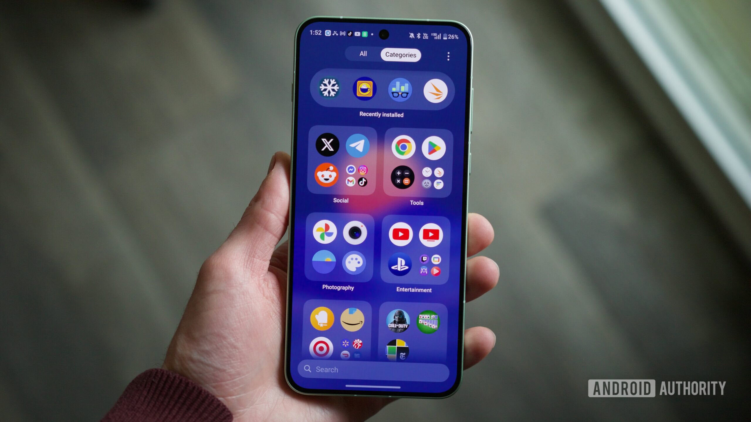 Gaveta de aplicativos OxygenOS 16 em um OnePlus 13R.