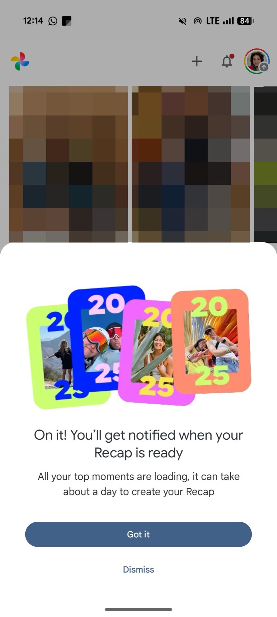 pop-up de recapitulação do Google Fotos 2025