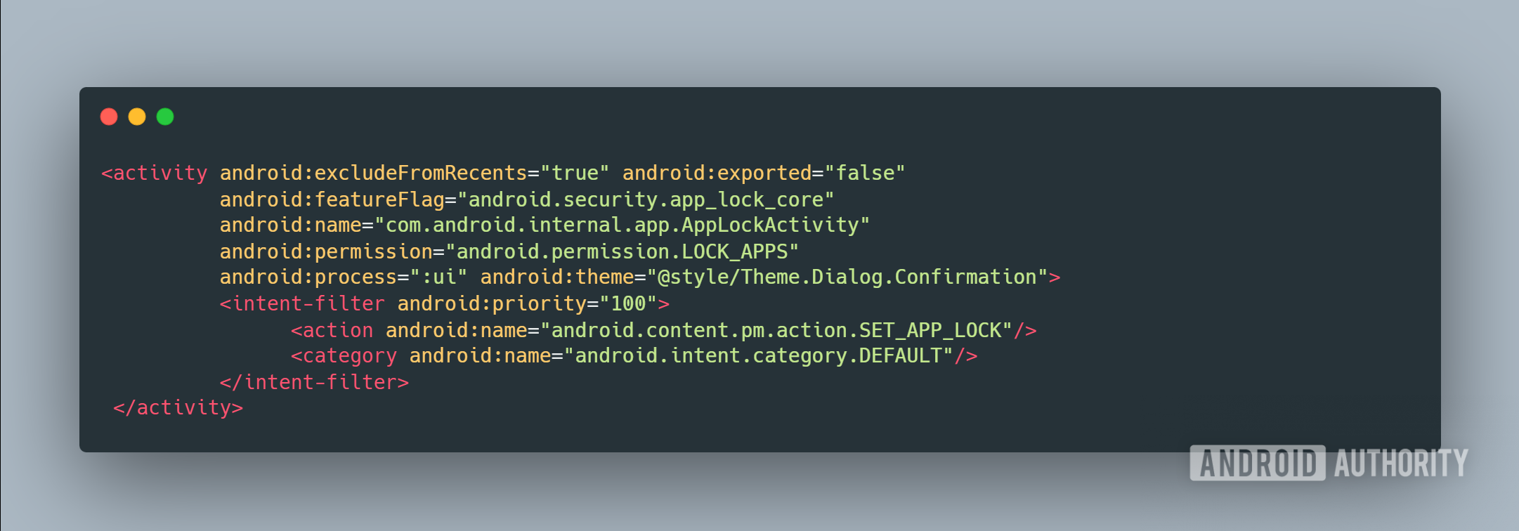 Atividade do AppLock na versão 2512 do Android Canary