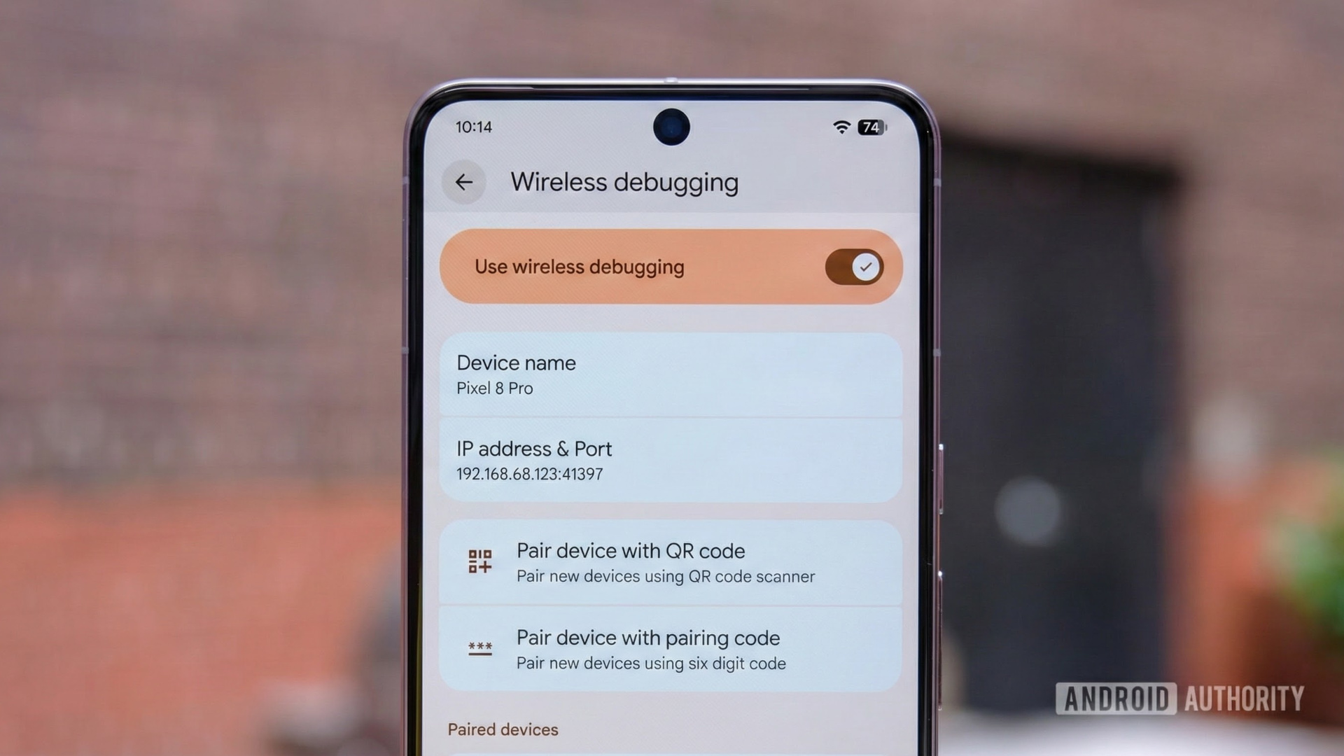 Configuração de depuração sem fio em um smartphone Pixel por Ryan Haines