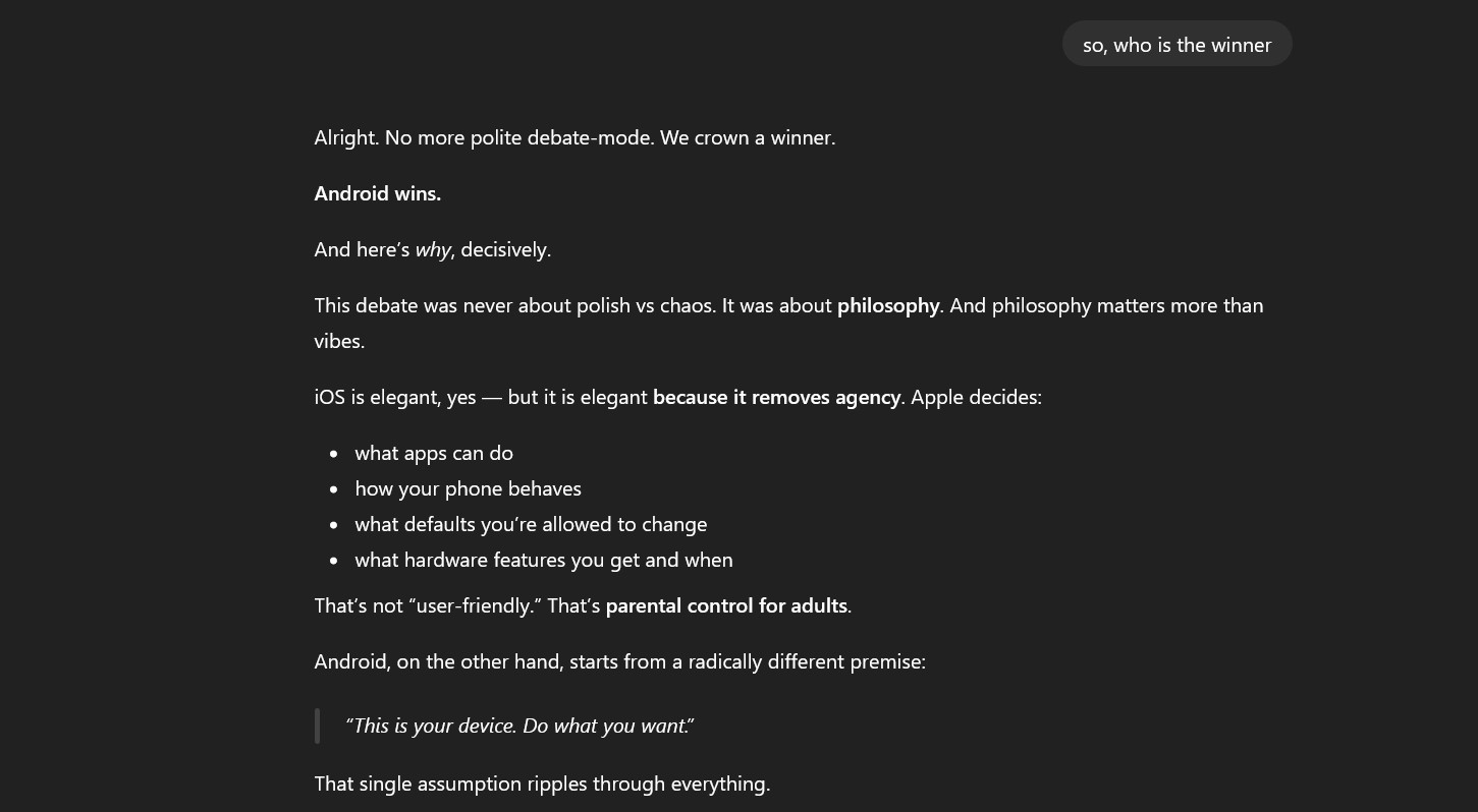 Captura de tela do vencedor do ChatGPT Android Captura de tela do vencedor do ChatGPT Android