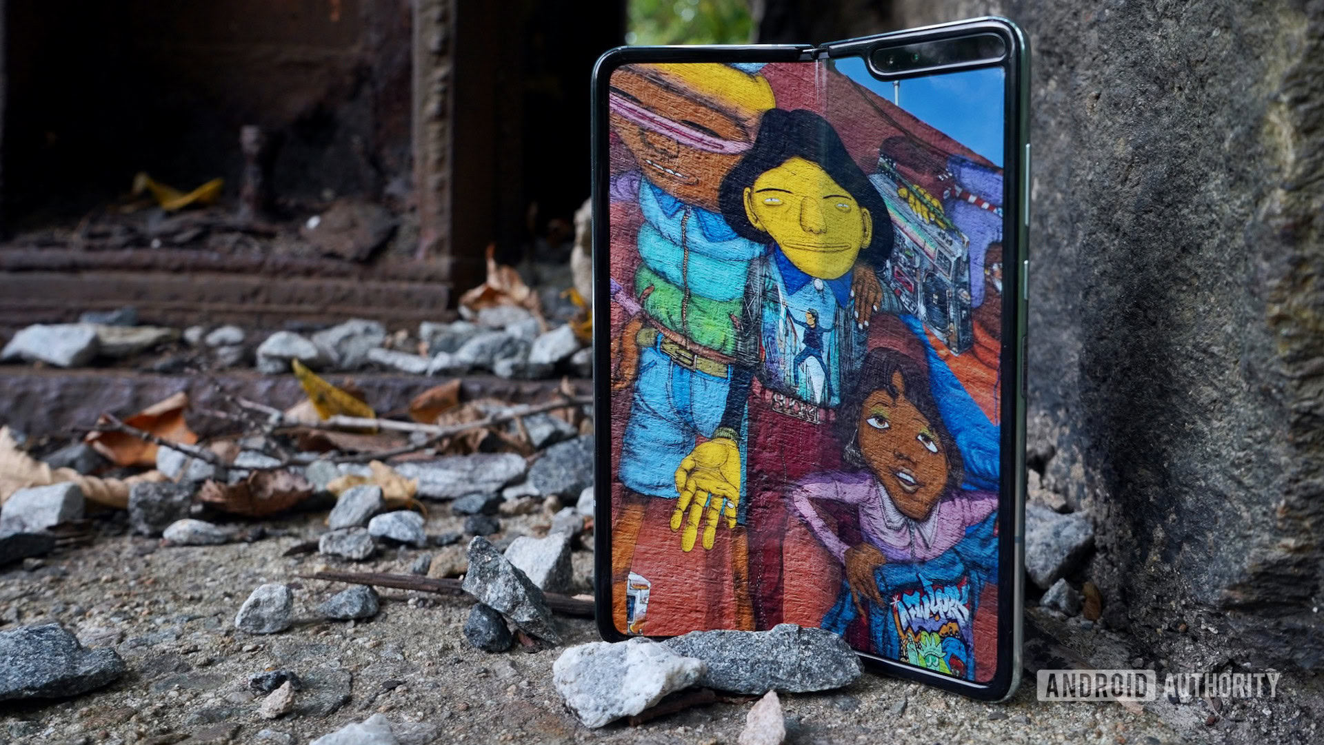 Arte de análise do Samsung Galaxy Fold na ponte