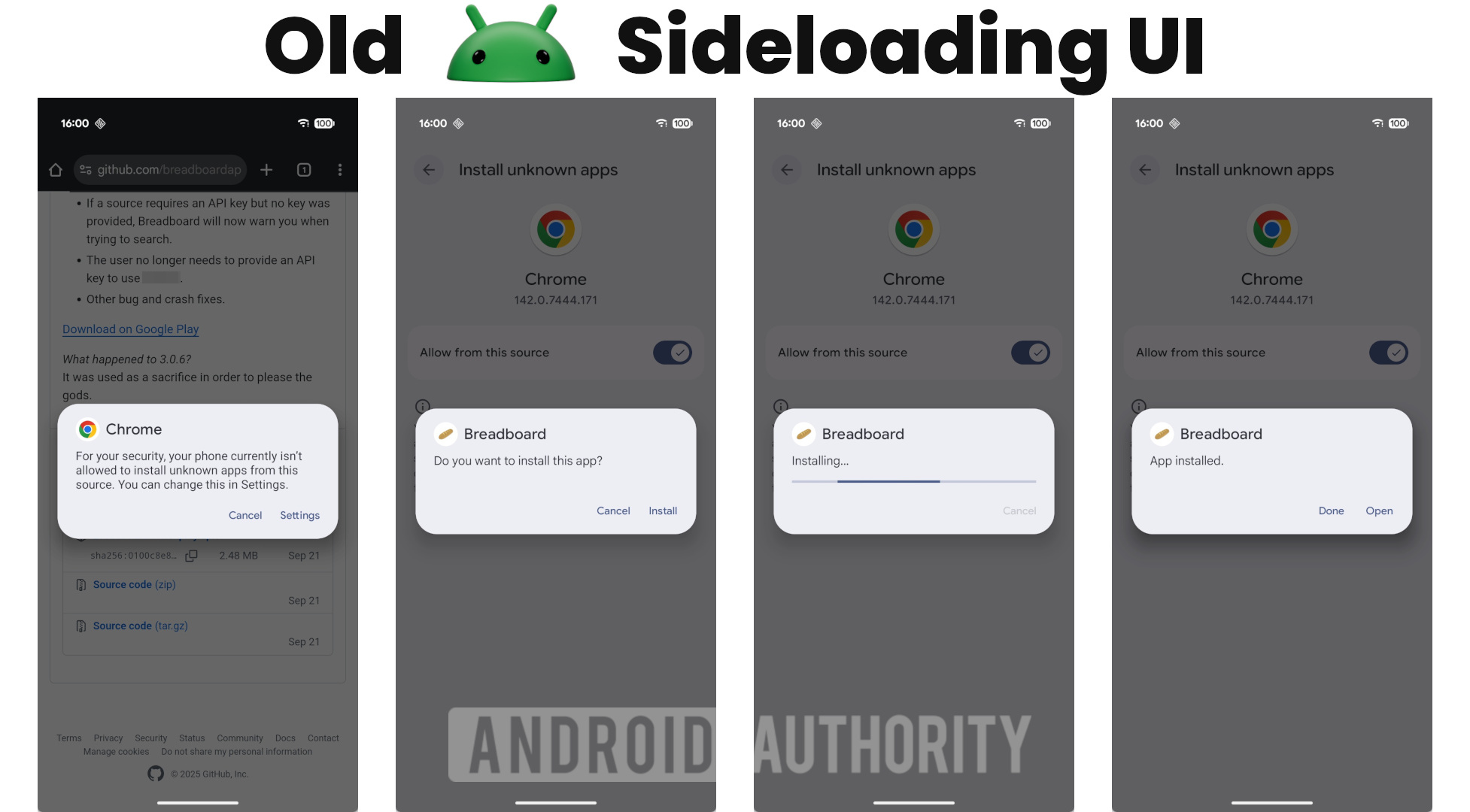 IU antiga de sideload do Android IU antiga de sideload do Android
