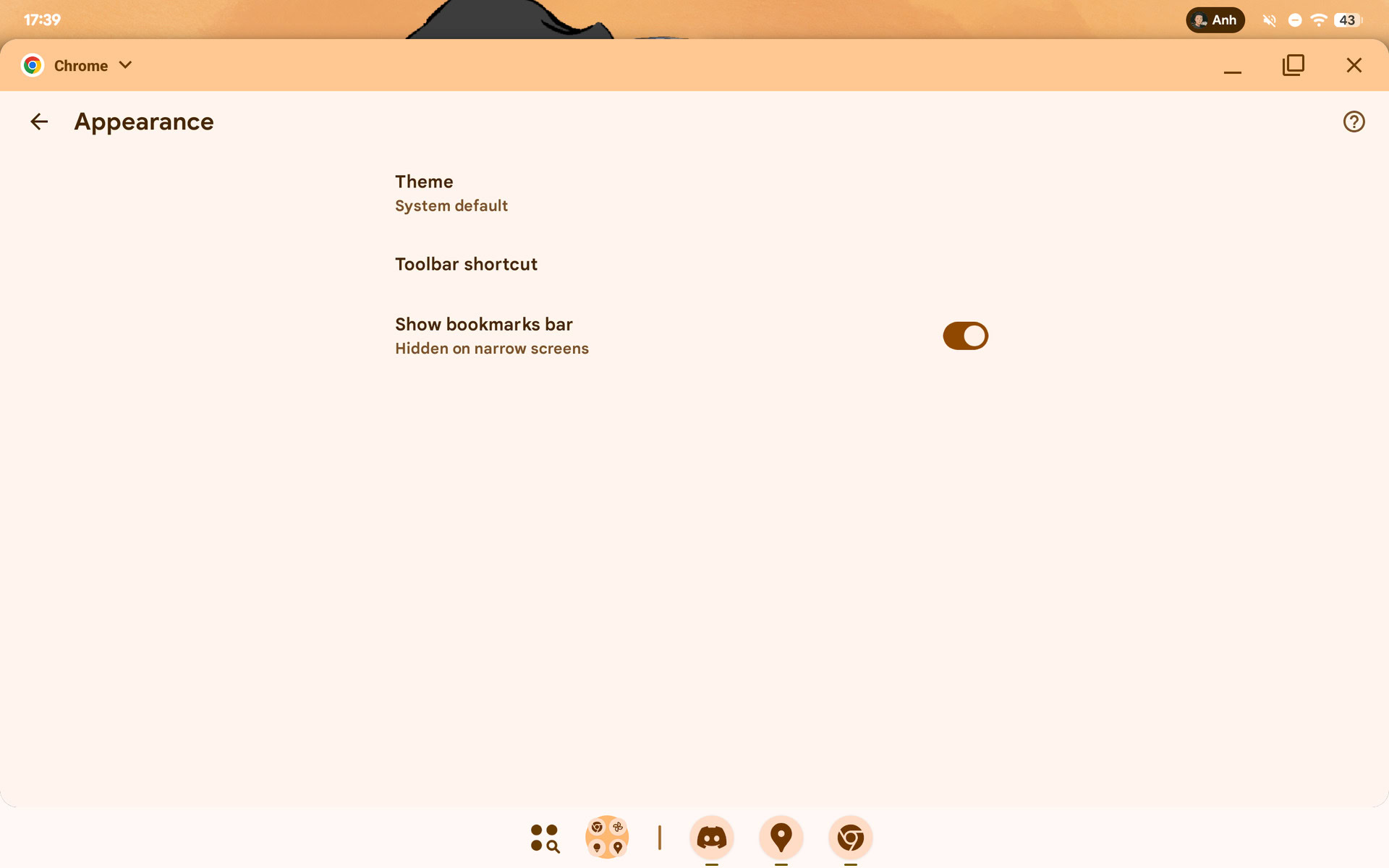 Alternar barra de favoritos do Chrome para Android