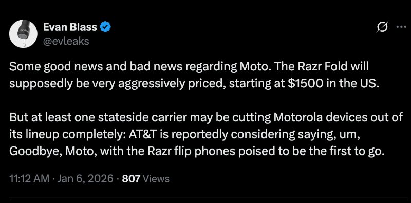 Vazamento de preço do Motorola Razr Fold Evan Blass Vazamento de preço do Motorola Razr Fold Evan Blass