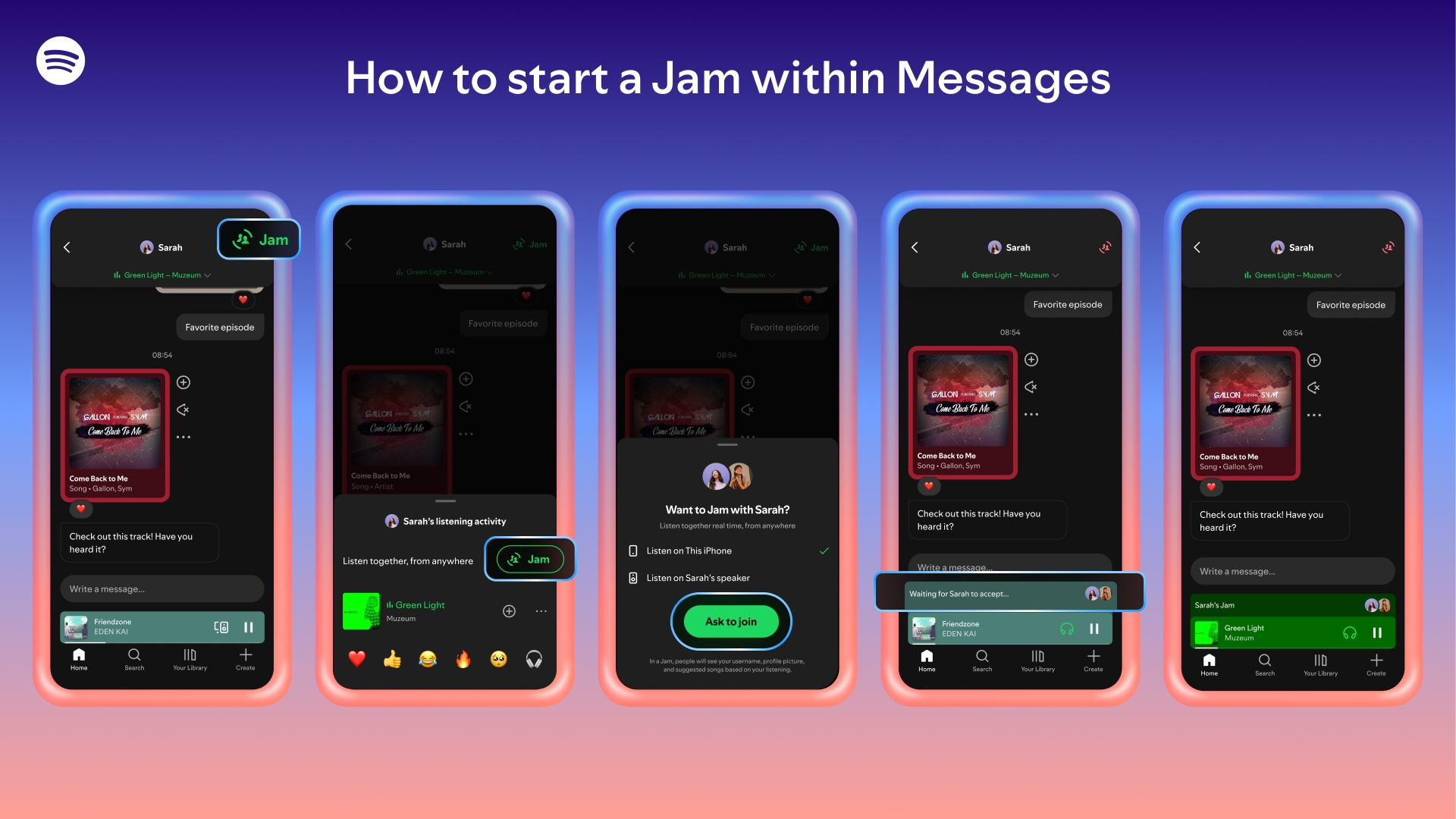 Spotify Como iniciar um Jam nas mensagens Spotify Como iniciar um Jam nas mensagens