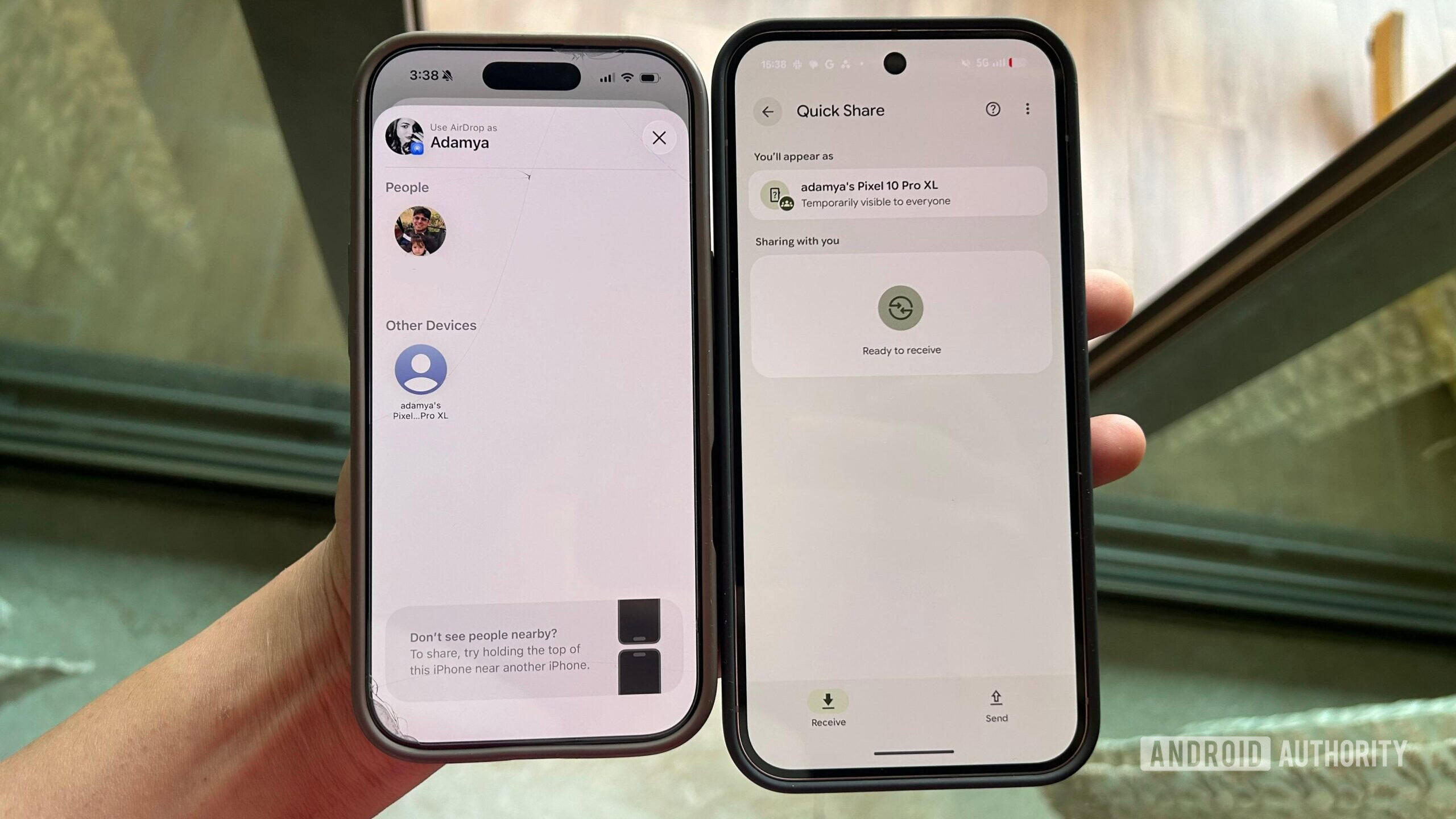 Compartilhamento rápido AirDrop iPhone 16 Pro Pixel 10 Pro XL