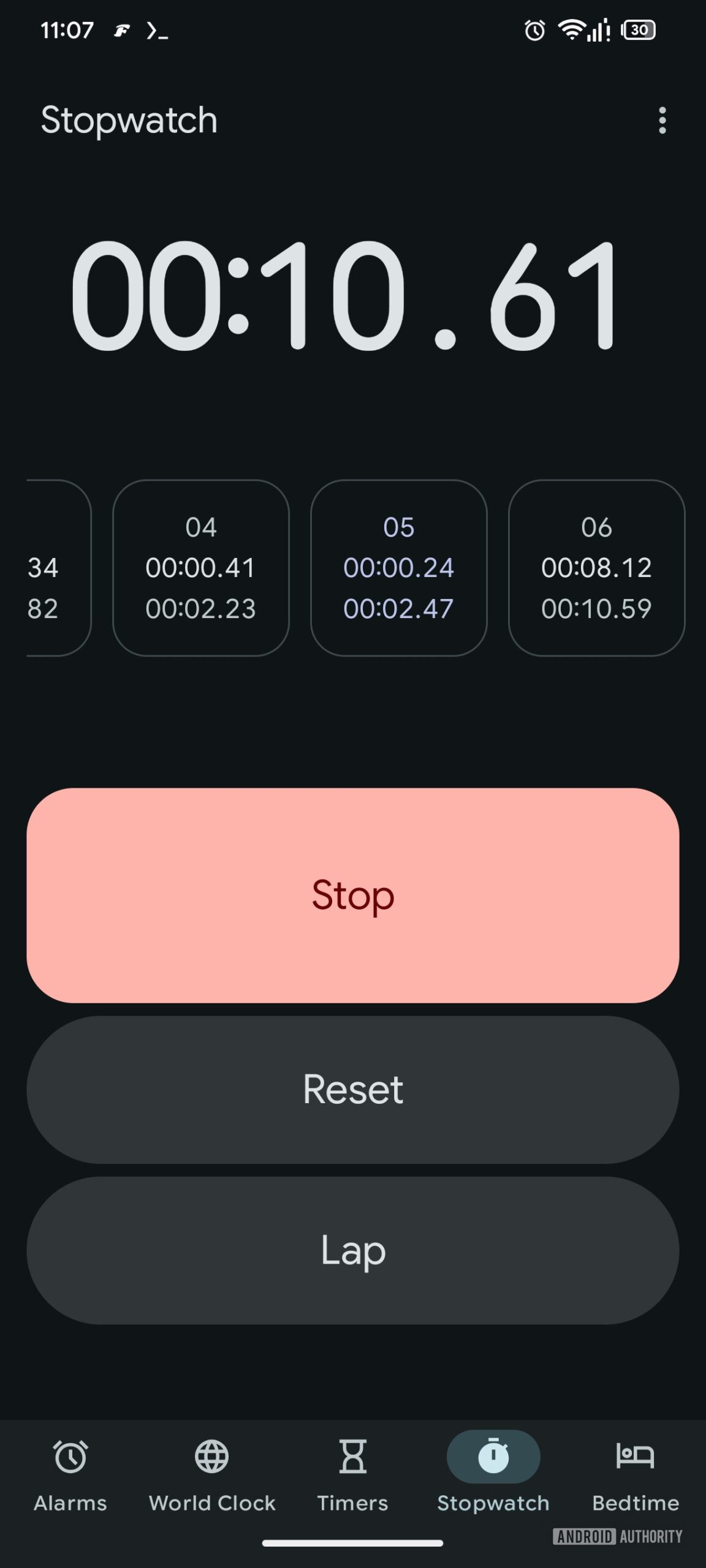 Controle deslizante de volume do alarme do Relógio do Google