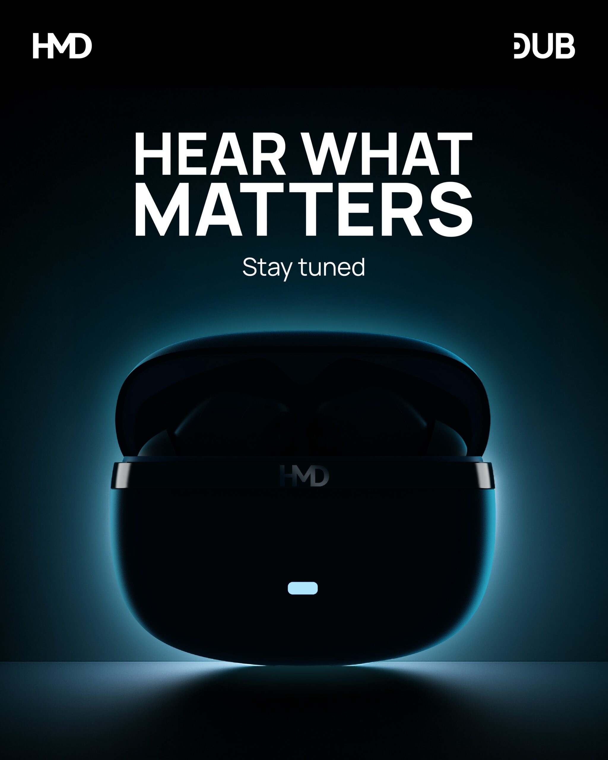 Teaser dos fones de ouvido da série HMD DUB Teaser dos fones de ouvido da série HMD DUB
