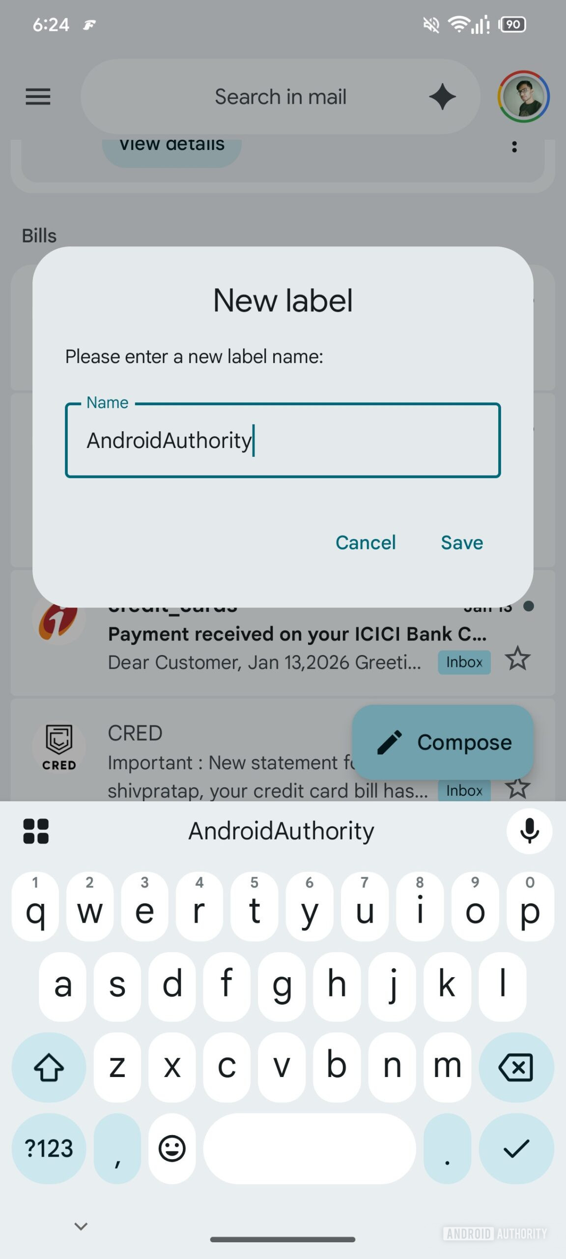 Etiquetas do Gmail no Android 2