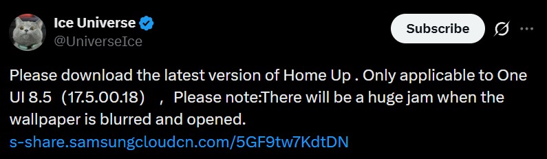 Universo de gelo após atualização do Home Up Postagem do universo Ice no X sobre a nova atualização Home Up