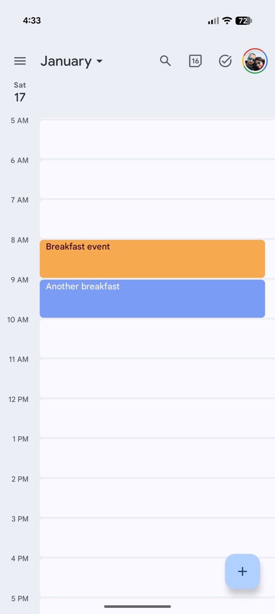 captura de tela do Google Agenda mostrando eventos criados em vários calendários por Gemini