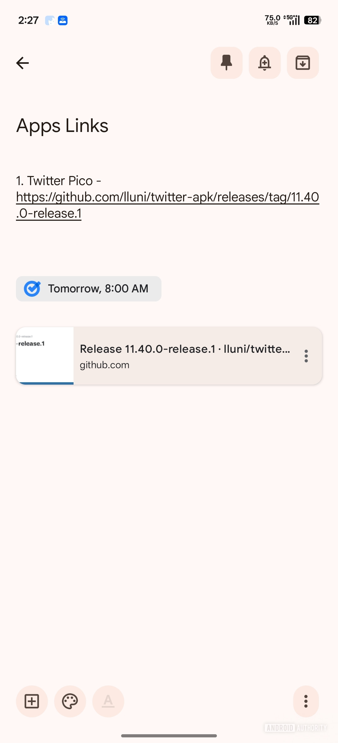 IU do Google Keep atual com lembretes (3)
