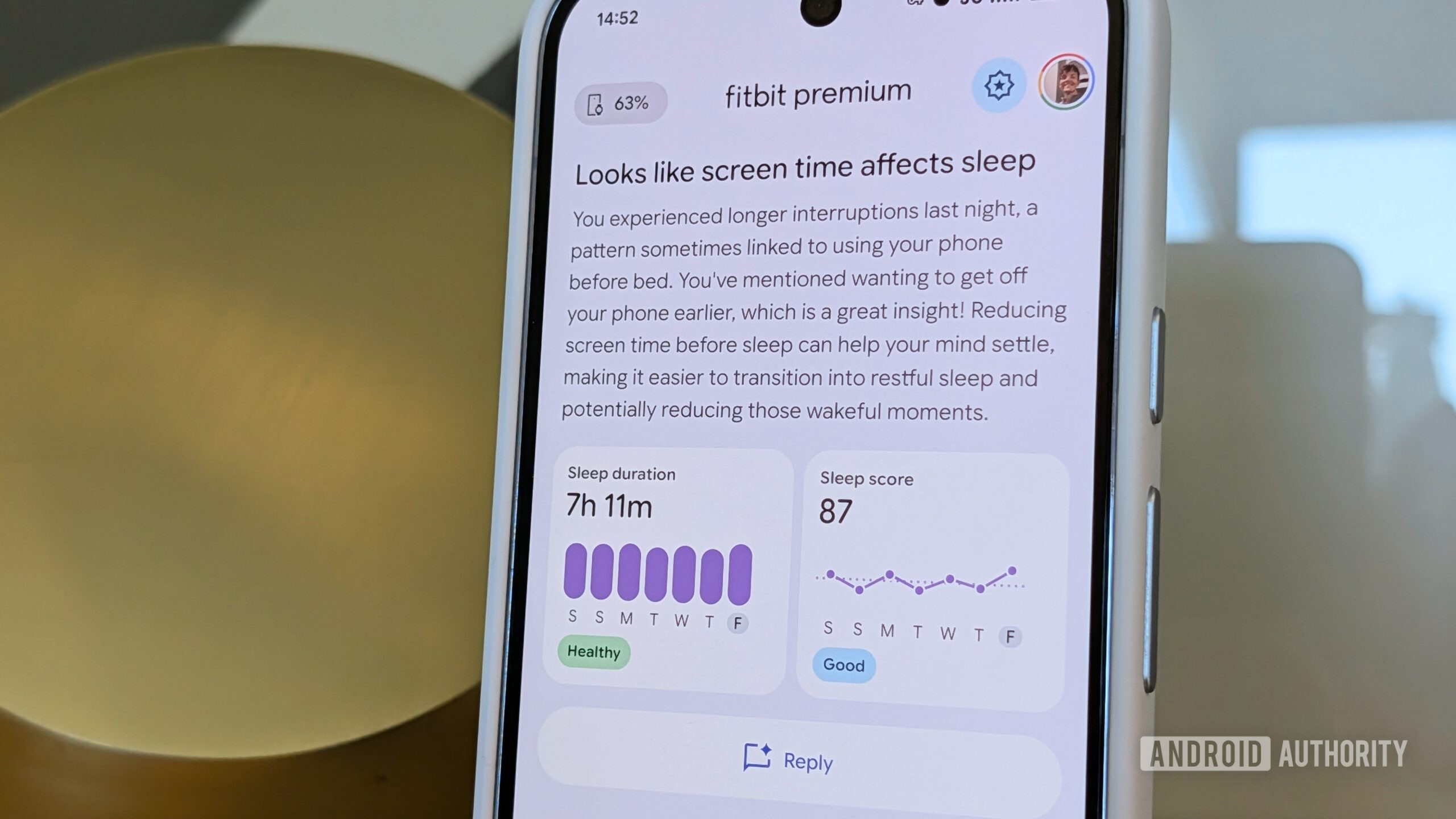 Tela de dados de sono do Google Fitbit