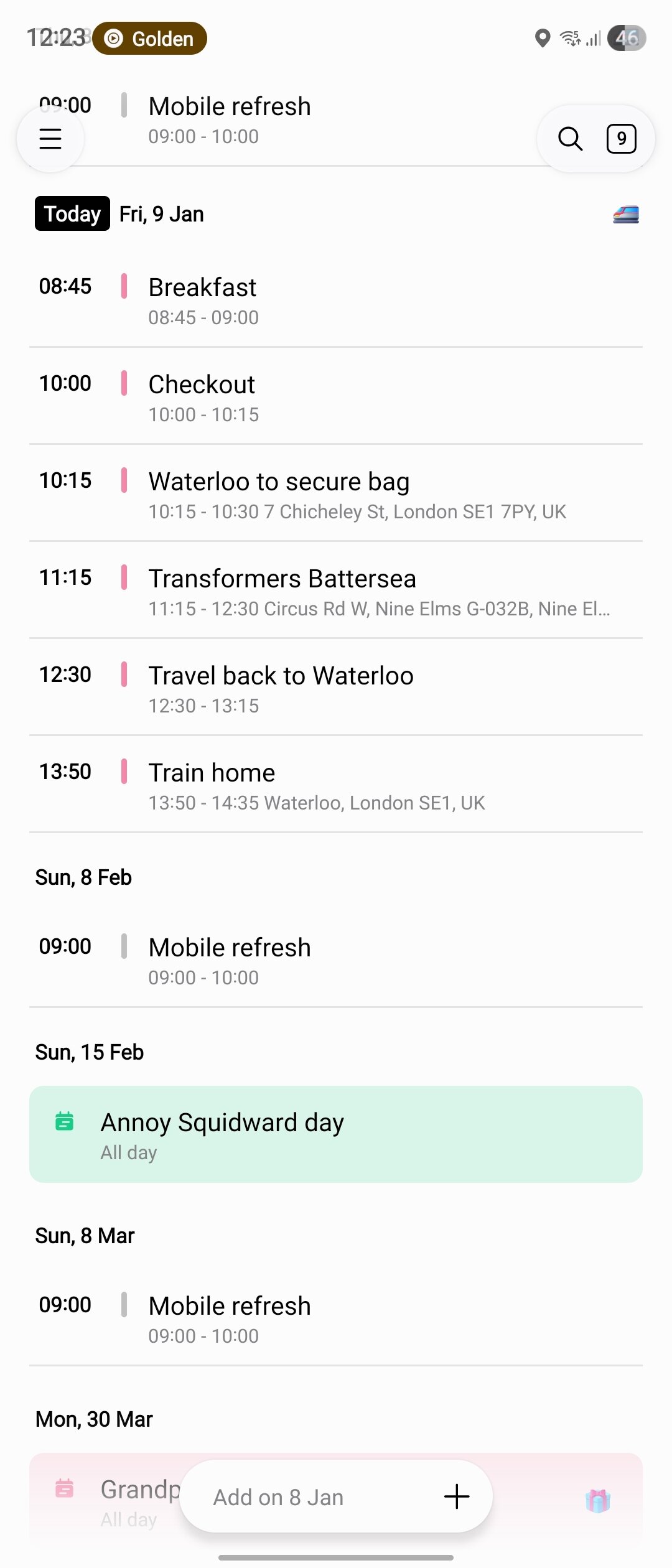One UI agora breve calendário