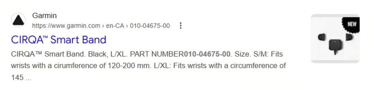 Detalhes da banda inteligente Garmin Cirqa