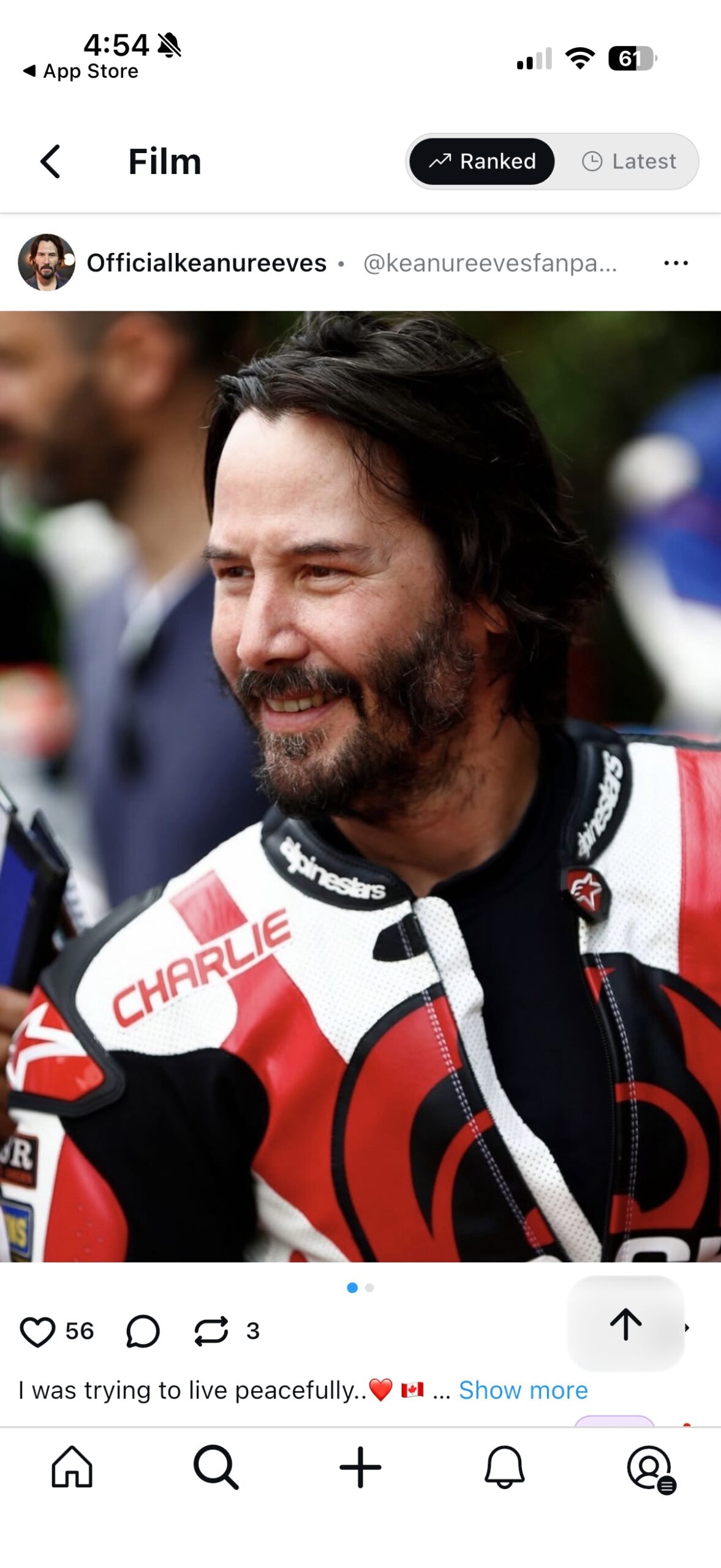 Captura de tela do aplicativo UpScrolled.