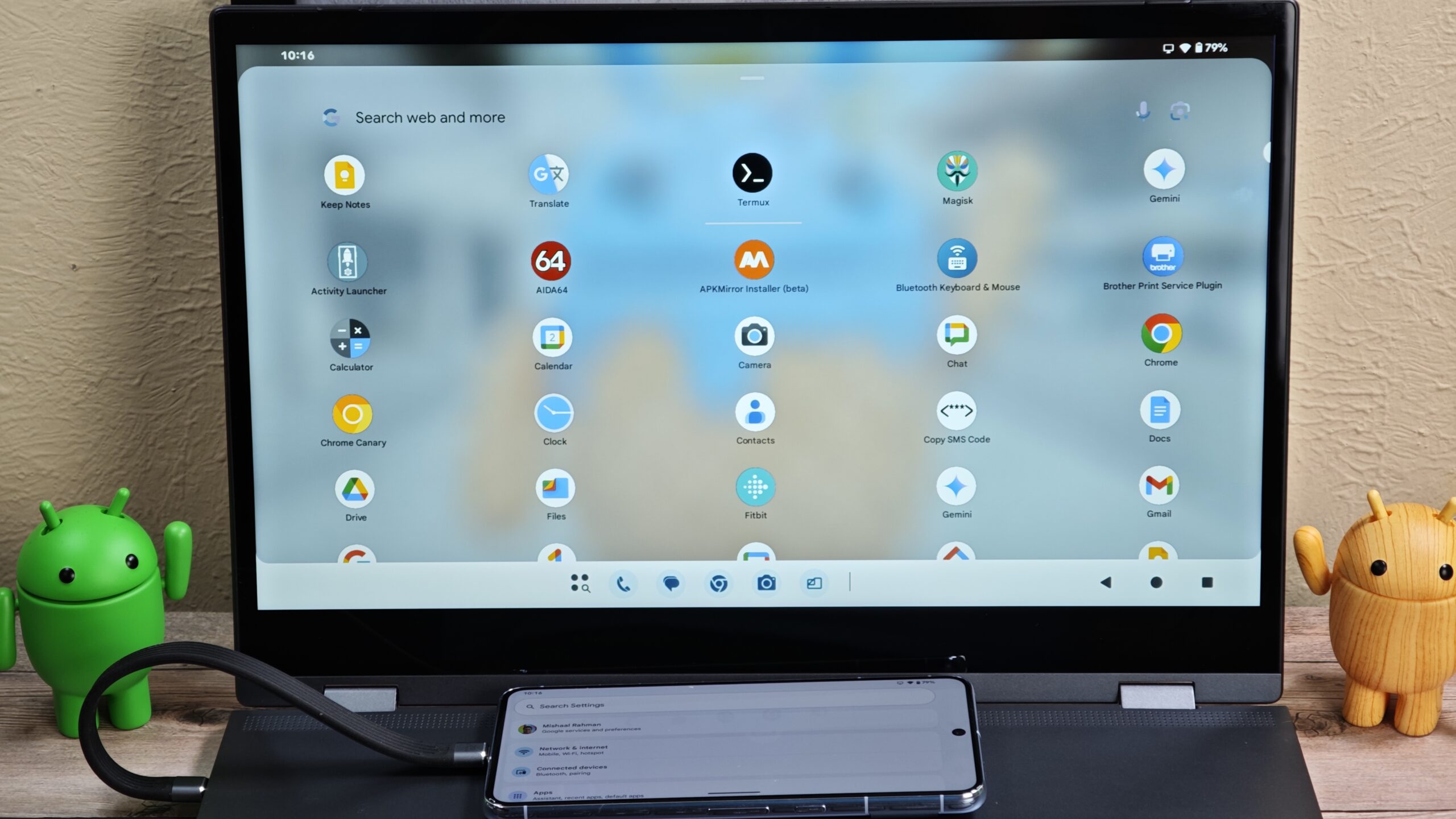 Gaveta de aplicativos do modo desktop Android