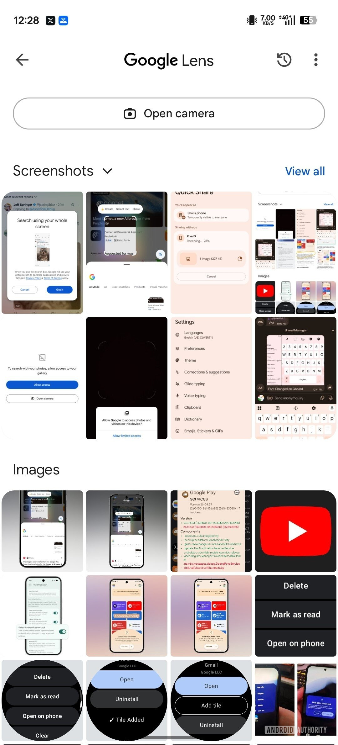 seletor de fotos da lente do Google 1