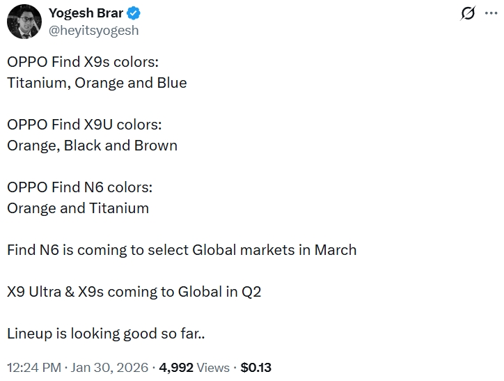 Yogesh Brar no OPPO Encontre X9s, Encontre X9 Ultra e Encontre N6 Yogesh Brar no OPPO Encontre X9s, Encontre X9 Ultra e Encontre N6