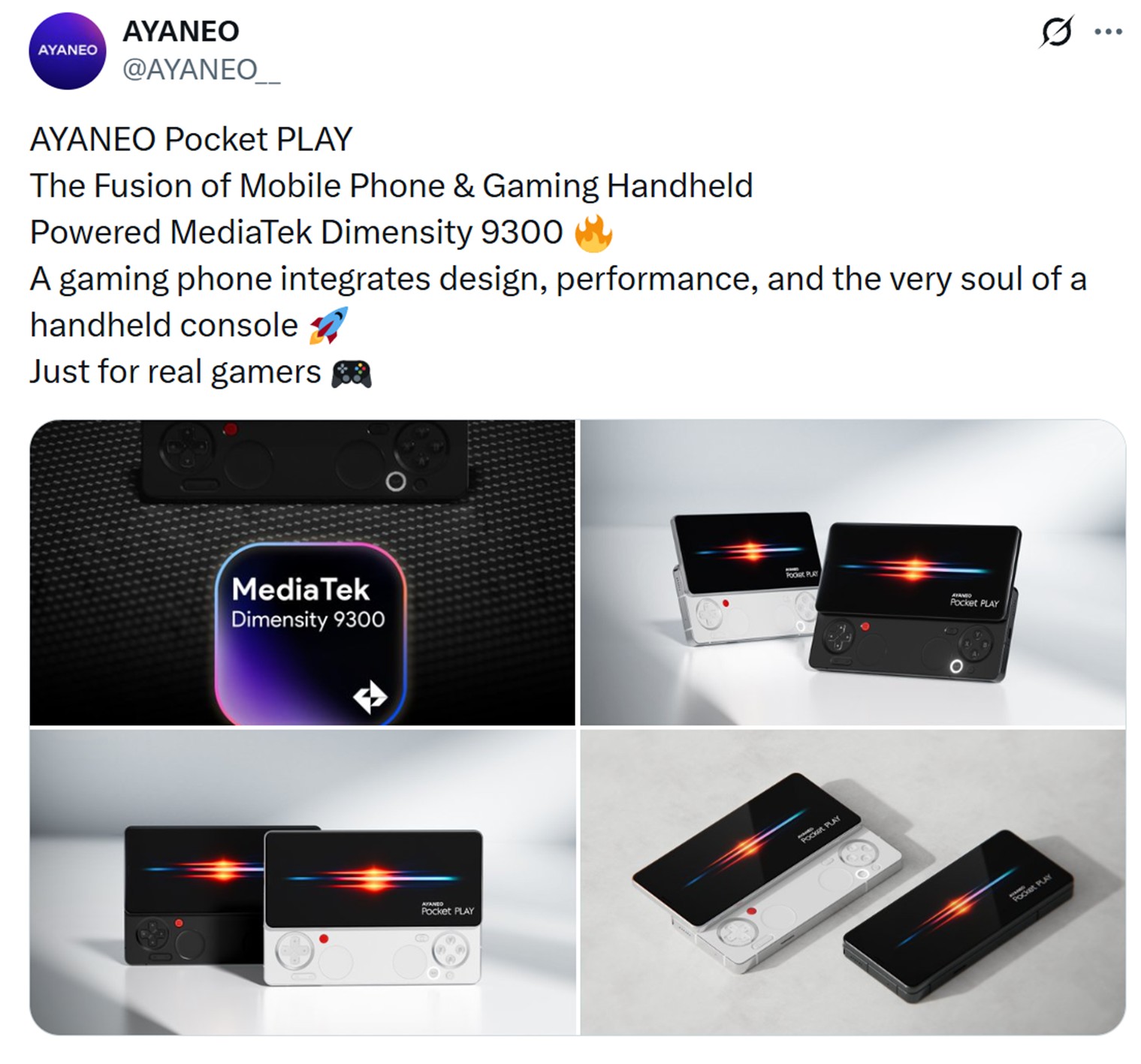 AYANEO Pocket Play Dimensity 9300 Chipset X Post