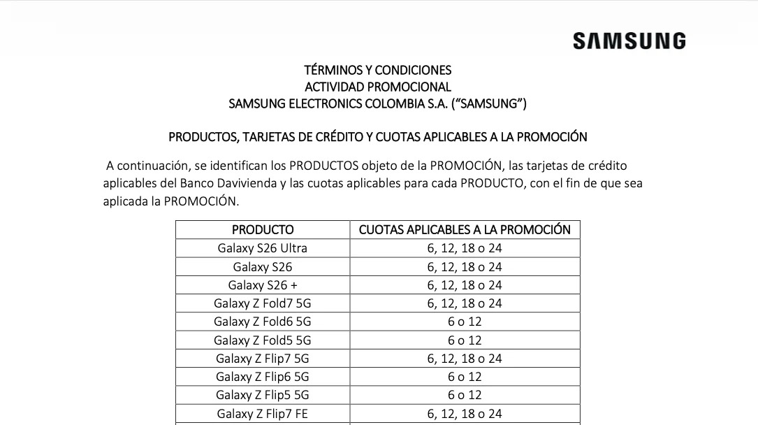Modelos Samsung Galaxy S26 Plus Ultra confirmados na Colômbia