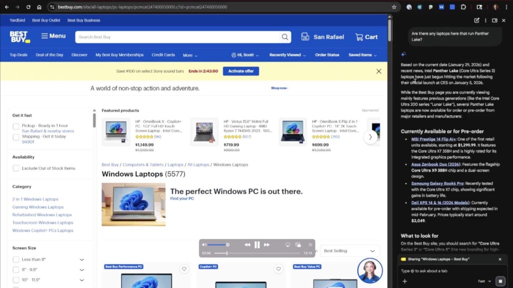 A nova barra lateral do Gemini no Chrome é surpreendentemente útil, mas descobri seus limites