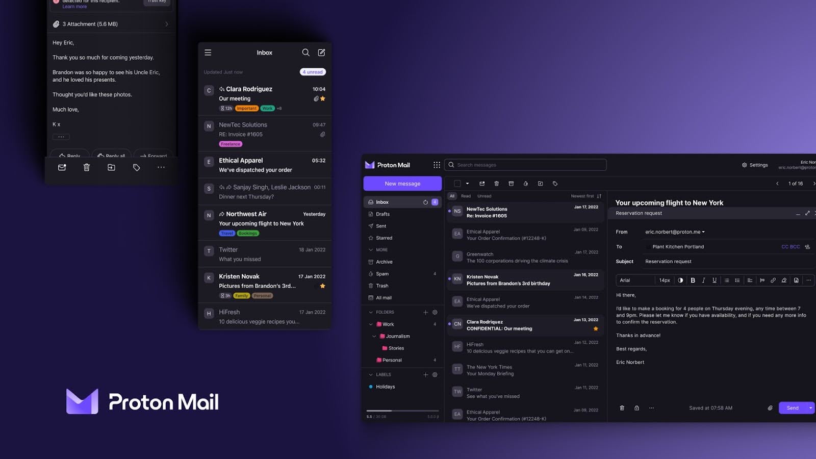 Captura de tela do Proton Mail Captura de tela do Proton Mail