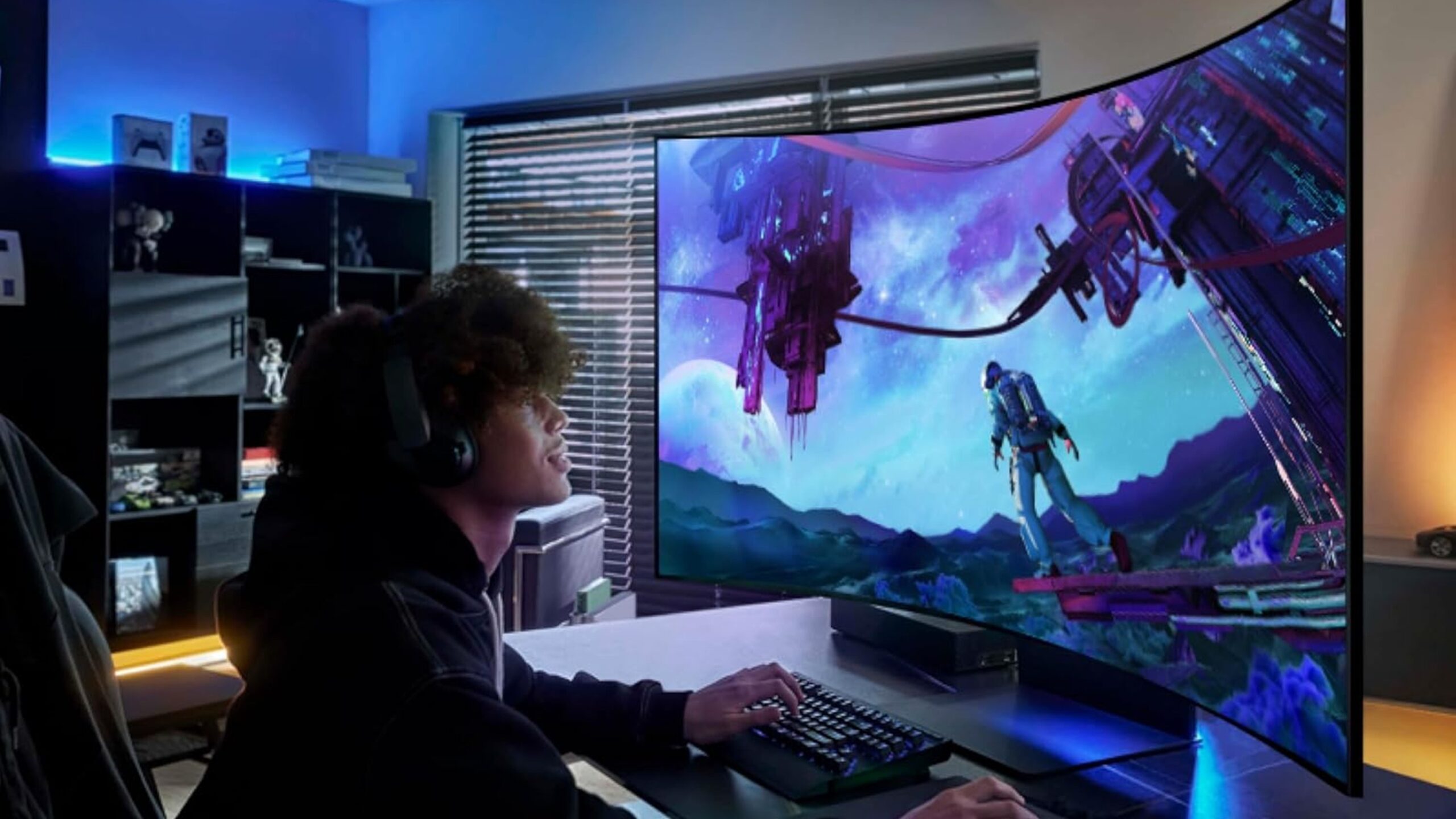 Imagem de imprensa do monitor de jogos Samsung Odyssey Ark de 2ª geração 4curvado de 55 polegadas Imagem de imprensa do monitor de jogos Samsung Odyssey Ark de 2ª geração 4curvado de 55 polegadas