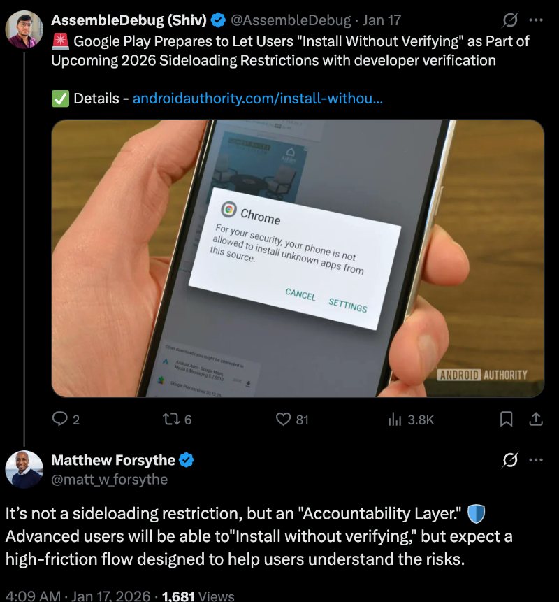 Sideload do Google de alto atrito x postagem Sideload do Google de alto atrito x postagem