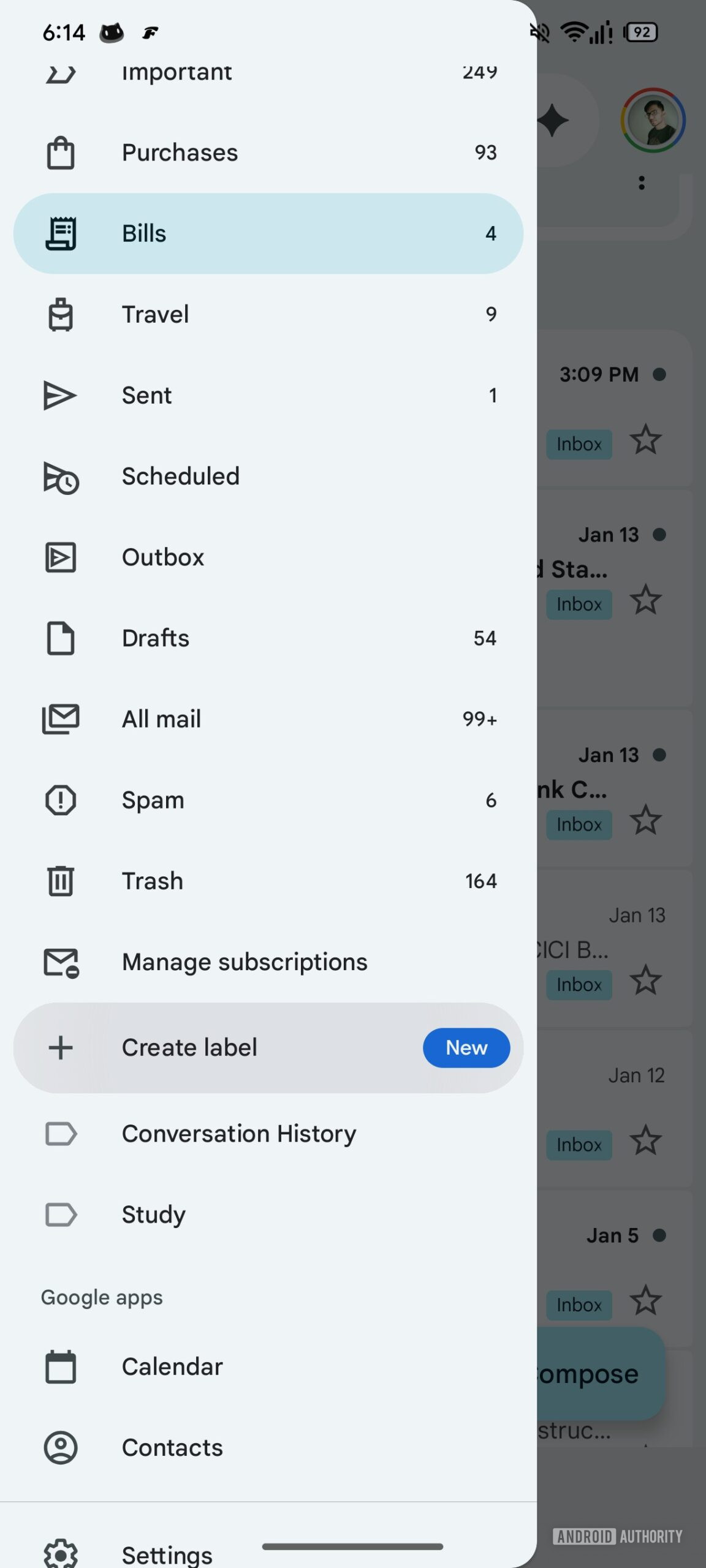 Etiquetas do Gmail no Android 1