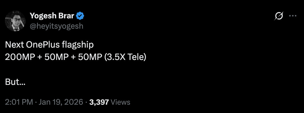 Vazamento de câmera OnePlus 16