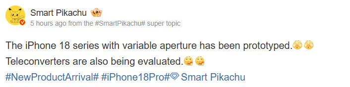 Extensor telefoto série iPhone 18 Pro Smart Pikachu Weibo Extensor telefoto série iPhone 18 Pro Smart Pikachu Weibo